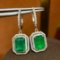 14k Gold 6.07 Ctw Vivid Green Natural Emerald & Diamond Earrings