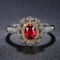 14k Gold 0.66 Ct Natural Ruby & Diamond & Art Deco Ring