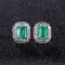 14k Gold 1.98 Ct Natural Emerald & Diamond Earrings