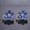 14k Gold 4.11 Ct Natural Sapphire & Diamond Earrings