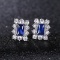 14k Gold 1.20 Ct Natural Sapphire & Diamond Earrings