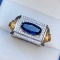 14k Gold 3.04 Ctw Vivid Blue Natural Sapphire & Diamond & Men¡¯s Ring