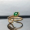 14k Gold 0.49 Ctw Vivid Green Natural Emerald & Diamond & Art Deco Ring