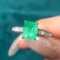 14k Gold 1.73 Ctw Intense Green Natural Emerald & Diamond Ring