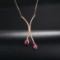 14k Gold 0.60 Ctw Intense Red Natural Ruby & Diamond Necklace