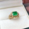 14k Gold 1.98 Ctw Natural Emerald & Diamond & Art Deco Ring