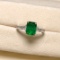 14k Gold 1.92 Ctw Vivid Green Natural Emerald & Diamond & Solitaire Ring