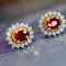 14k Gold 0.72 Ctw Natural Ruby & Diamond & Cocktail Earrings