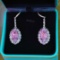 14k Gold 17.21 Ctw Natural Kunzite & Diamond Earrings