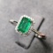 14k Gold 0.49 Ctw Vivid Green Natural Emerald & Diamond & Cocktail Ring