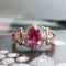 14k Gold 1.38 Ctw Natural Padparadscha Sapphire & Diamond & Cocktail Ring
