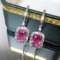 14k Gold 5.17 Ctw Natural Padparadscha Sapphire & Diamond Earrings