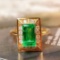 14k Gold 1.74 Ctw Vivid Green Natural Emerald & Diamond Ring