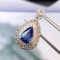 14k Gold 1.70 Ctw Natural Sapphire & Diamond Pendant
