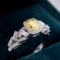 14k Gold 0.88 Ctw Natural Yellow Diamond & Diamond & Cocktail Ring