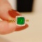 14k Gold 1.81 Ctw Vivid Green Natural Emerald & Diamond & Solitaire Ring