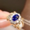 14k Gold 1.84 Ctw Natural Sapphire & Diamond & Cocktail Ring