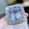 14k Gold 4.89 Ctw Natural Aquamarine & Diamond Ring