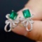 14k White Gold 1.16 Ctw Natural Emerald & Diamond Earrings