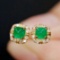 14k Yellow Gold 0.44 Ctw Natural Emerald & Diamond Earrings
