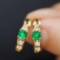 14k Yellow Gold 0.41 Ctw Natural Emerald & Diamond Earrings