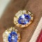 14k Yellow Gold 3.21 Ctw Natural Sapphire & Diamond Earrings
