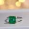 14k White Gold 2.76 Ctw Afghanistan Natural Emerald & Diamond Ring