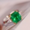 14k White Gold 3.78 Ctw Natural Emerald & Diamond Ring