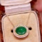 14k White Gold 3.18 Ctw Natural Emerald & Diamond Pendant