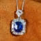 14k White Gold 1.26 Ctw Natural Sapphire & Diamond Pendant