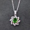 14k White Gold 0.85 Ctw Natural Tsavorite & Diamond Pendant