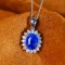 14k White Gold 2.68 Ctw Natural Sapphire & Diamond Pendant