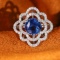 14k White Gold 2.04 Ctw Natural Sapphire & Diamond Ring