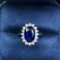 14k White Gold 3.44 Ctw Natural Sapphire & Diamond Ring