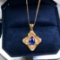 14k White Gold 1.09 Ctw Natural Sapphire & Diamond Pendant