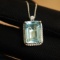 14k White Gold 5.2 Ct Natural Aquamarine & Diamond Pendant
