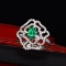 14k White Gold 0.84 Ctw Natural Emerald & Diamond Ring