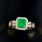 14k White Gold 1.77 Ctw Natural Emerald & Diamond Ring