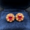14k Rose Gold 1.38 Ctw Natural Ruby & Diamond Earrings