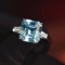 14k White Gold 4.63 Ctw Natural Aquamarine & Diamond Ring