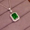 14k White Gold 3.49 Ctw Natural Emerald & Diamond Pendant