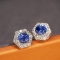 14k White Gold 1.00 Ctw Natural Sapphire & Diamond Earrings