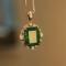 14k White Gold 9.63 Ctw Natural Emerald & Diamond Pendant