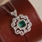 14k Yellow Gold 2.84 Ctw Natural Emerald & Diamond Pendant