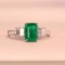 14k White Gold 1.88 Ctw Natural Emerald & Diamond Ring