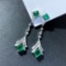 14k White Gold 4.88 Ctw Natural Emerald & Diamond Earrings