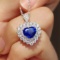 14k White Gold 2.85 Ctw Natural Sapphire & Diamond Pendant