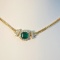 14k White Gold 1.72 Ct Natural Emerald & Diamond Necklace