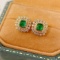 14k White Gold 0.80 Ctw Natural Emerald & Diamond Earrings