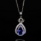 14k White Gold 4.68 Ctw Natural Tanzanite & Diamond Pendant